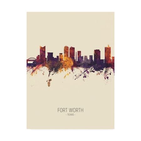 Michael Tompsett 'Fort Worth Texas Skyline Portrait III' Canvas Art,14x19